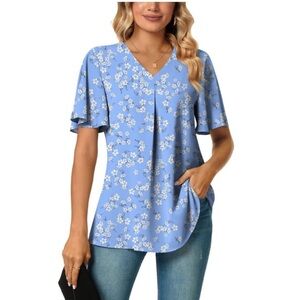 NWOT Anyally Floral Blue Women's Top